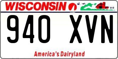 WI license plate 940XVN