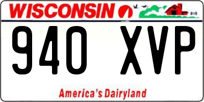 WI license plate 940XVP