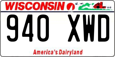 WI license plate 940XWD