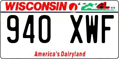WI license plate 940XWF