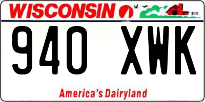 WI license plate 940XWK