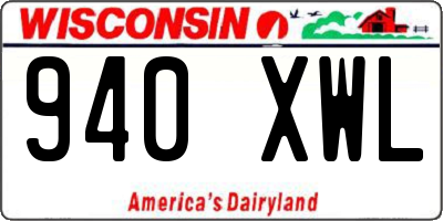 WI license plate 940XWL
