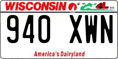 WI license plate 940XWN