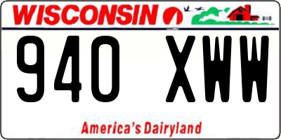 WI license plate 940XWW