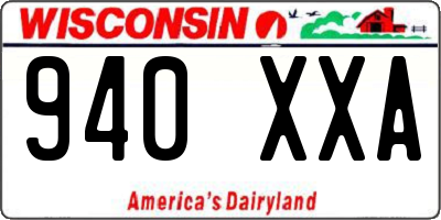 WI license plate 940XXA