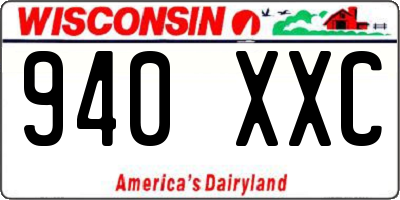 WI license plate 940XXC