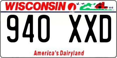 WI license plate 940XXD