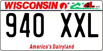 WI license plate 940XXL