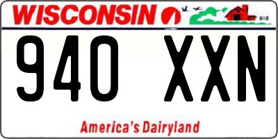 WI license plate 940XXN