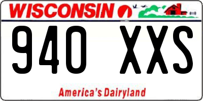 WI license plate 940XXS