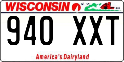WI license plate 940XXT