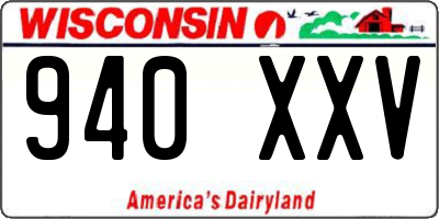 WI license plate 940XXV