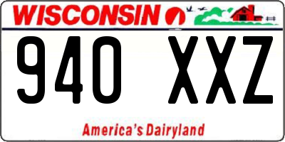 WI license plate 940XXZ