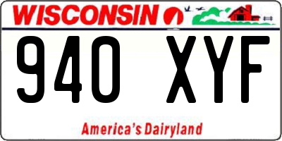WI license plate 940XYF
