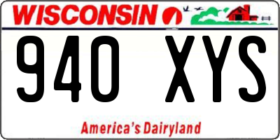 WI license plate 940XYS