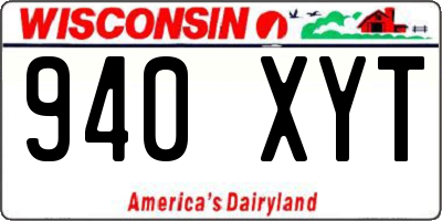 WI license plate 940XYT