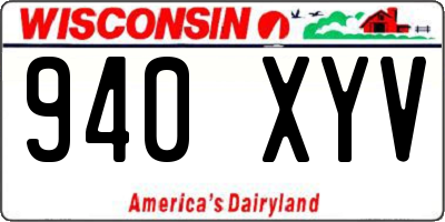 WI license plate 940XYV