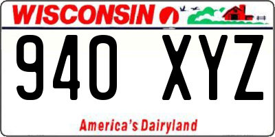 WI license plate 940XYZ
