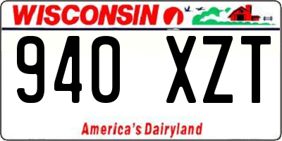 WI license plate 940XZT
