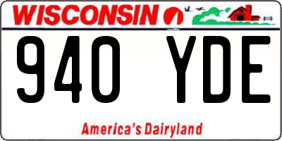 WI license plate 940YDE
