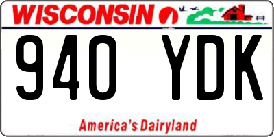 WI license plate 940YDK