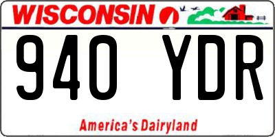 WI license plate 940YDR