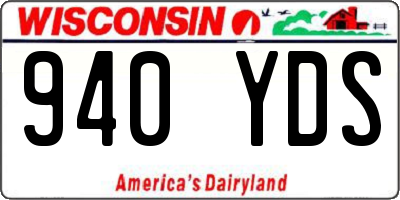 WI license plate 940YDS