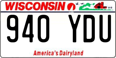 WI license plate 940YDU