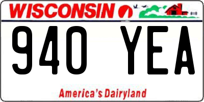 WI license plate 940YEA