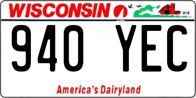 WI license plate 940YEC
