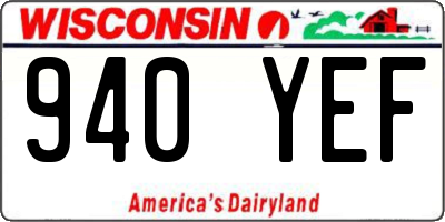 WI license plate 940YEF