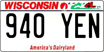 WI license plate 940YEN