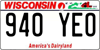 WI license plate 940YEO