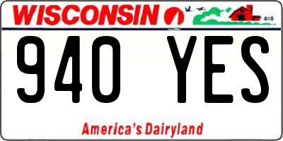 WI license plate 940YES