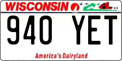 WI license plate 940YET