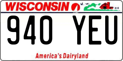 WI license plate 940YEU