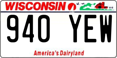 WI license plate 940YEW