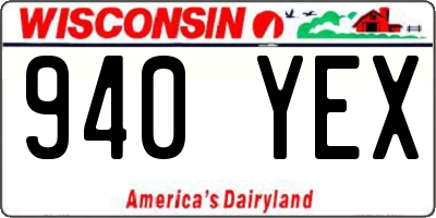 WI license plate 940YEX