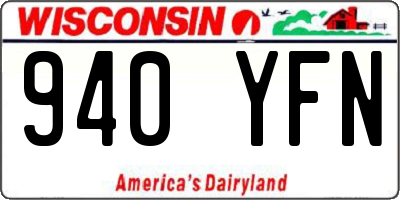 WI license plate 940YFN