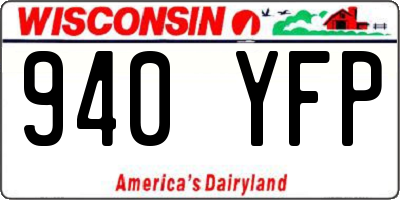 WI license plate 940YFP