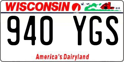 WI license plate 940YGS