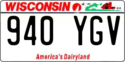 WI license plate 940YGV