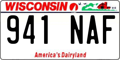 WI license plate 941NAF