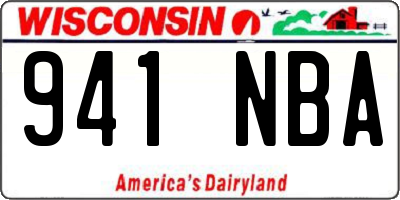 WI license plate 941NBA