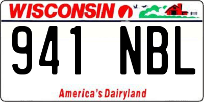 WI license plate 941NBL