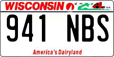 WI license plate 941NBS