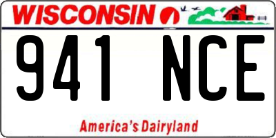 WI license plate 941NCE