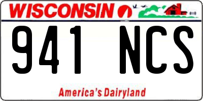 WI license plate 941NCS