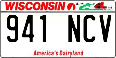 WI license plate 941NCV