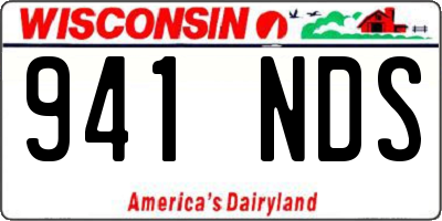 WI license plate 941NDS